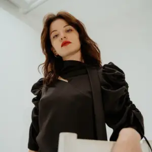 Midnight Black Puff-Sleeve Blouse