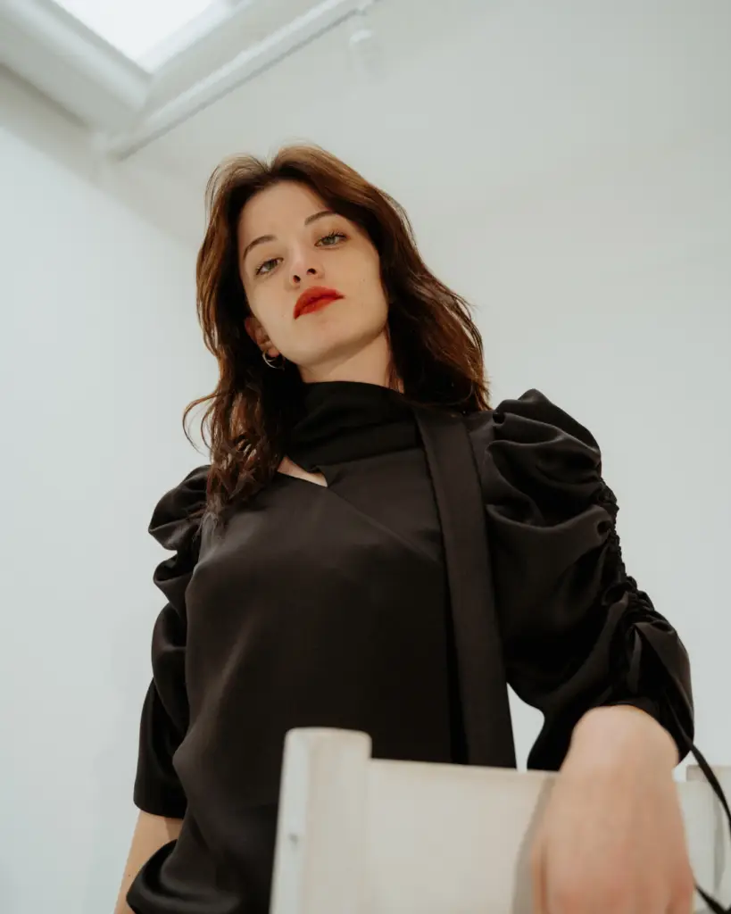 Midnight Black Puff-Sleeve Blouse